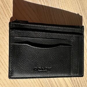 NWT Coach Black Textured Leather Card Holder